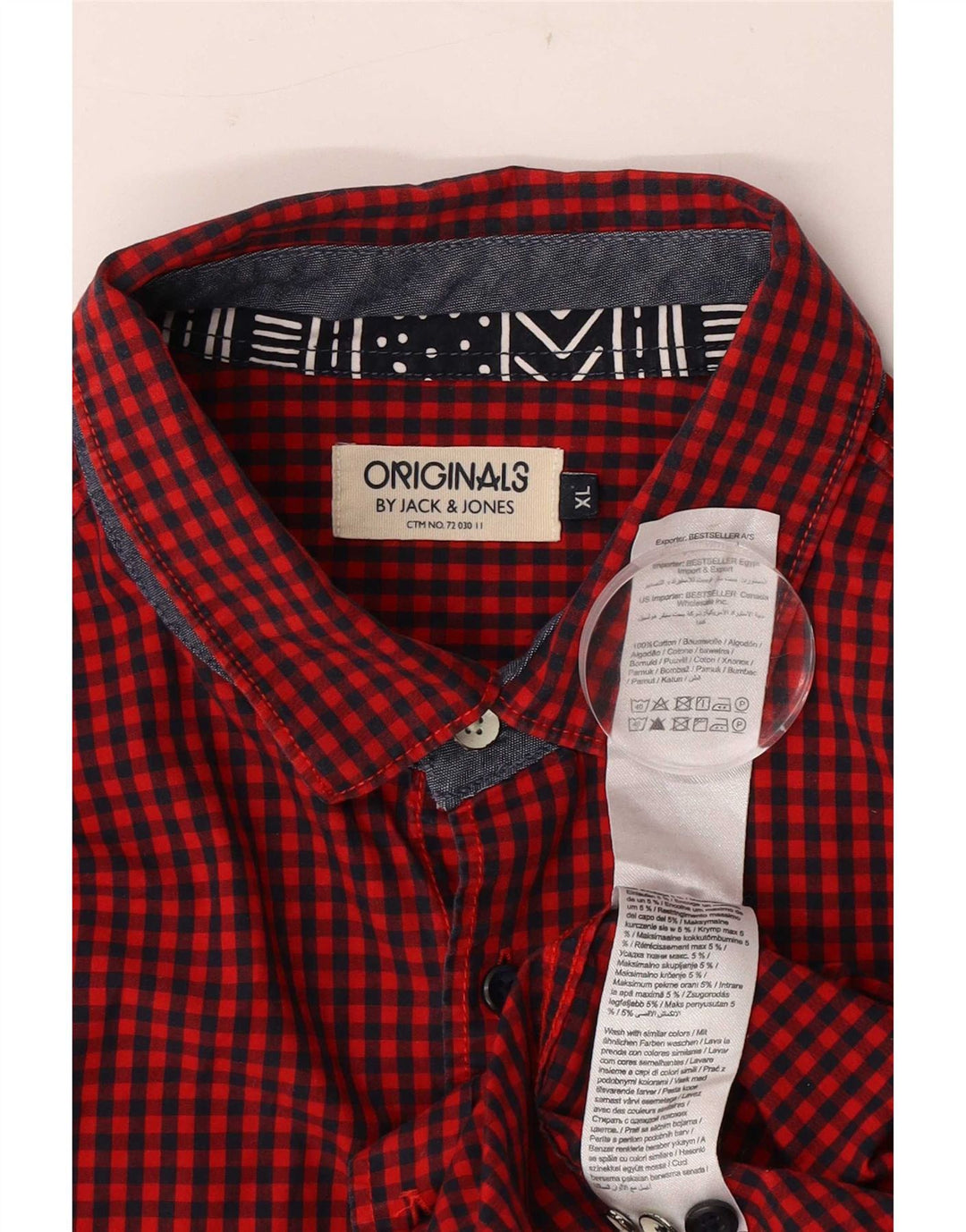 Cămașă pentru bărbați Jack & Jones XL, roșu, bumbac vichy