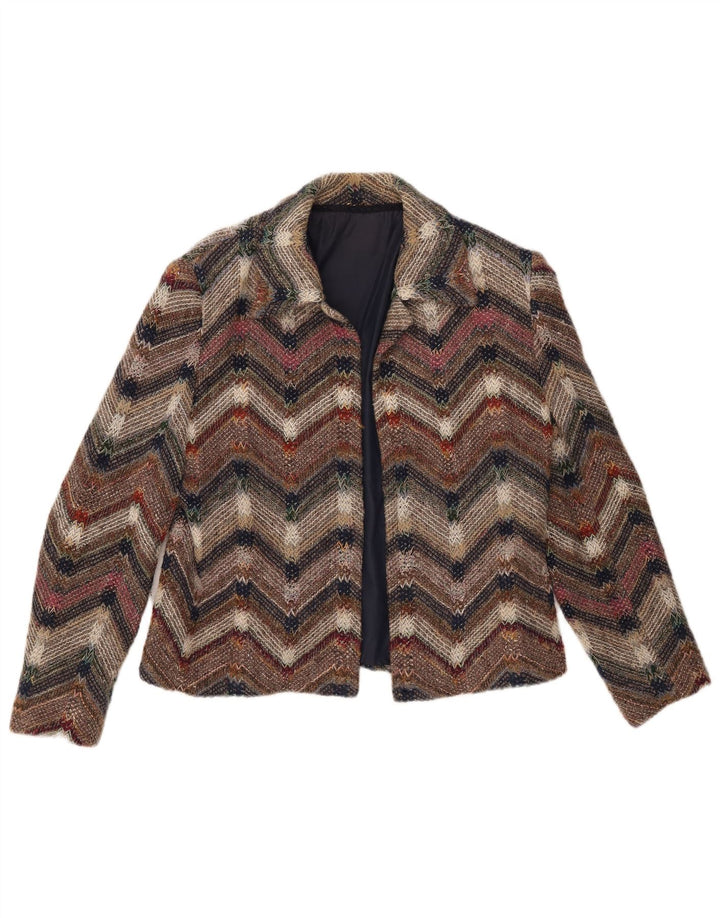 Jachetă vintage pentru femei, tricot deschis, UK 12, chevron mediu multicolor