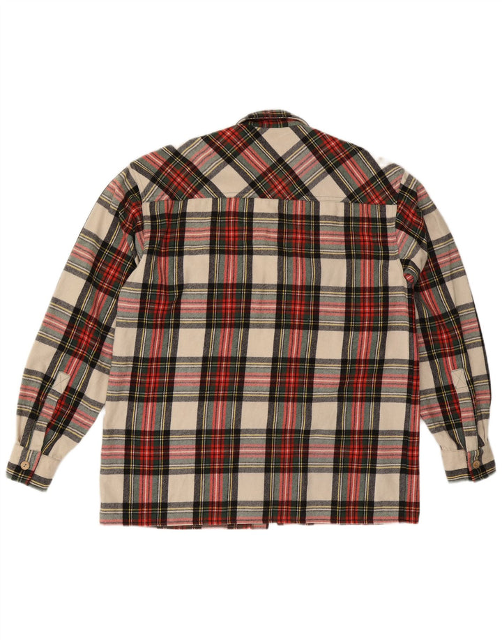 Cămașă Vintage pentru bărbați din flanel IT 50 Medium Red Check Wool