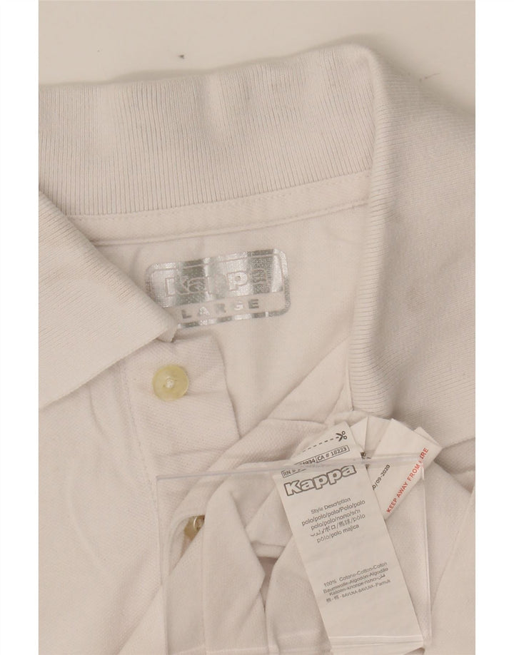 KAPPA Mens Polo Shirt Large White Cotton Vintage Kappa and Second-Hand Kappa from Messina Hembry 