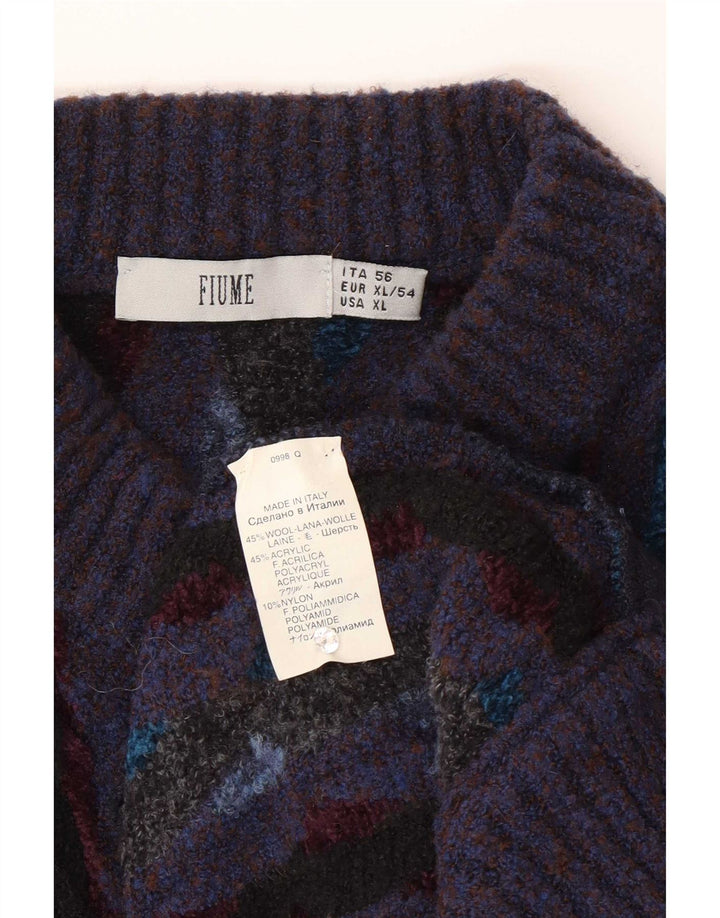 Pulover cardigan Fiume pentru bărbați, cu formă regulată, XL, lână cu dungi violet