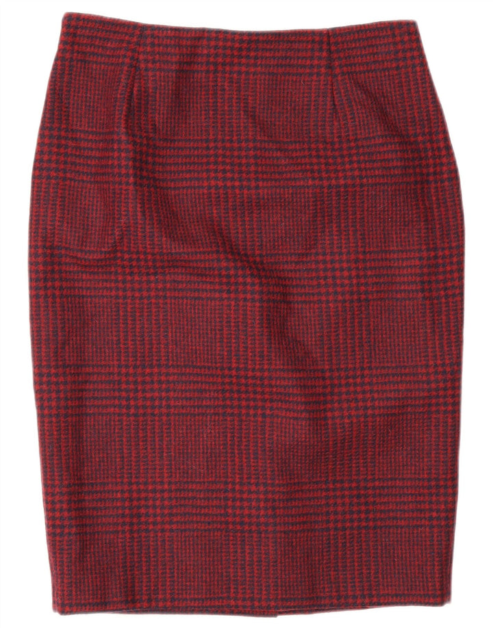 Fusta creion Hobbs pentru femei UK 10 Small W28 Red Houndstooth Wool