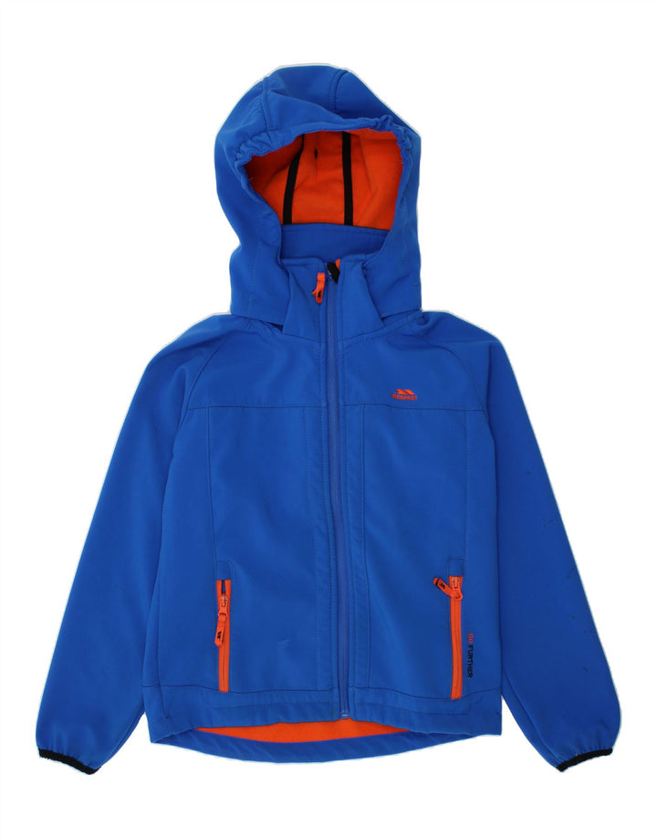 TRESPASS Boys Hooded Windbreaker Jacket 9-10 Years Blue Polyester Vintage Trespass and Second-Hand Trespass from Messina Hembry 