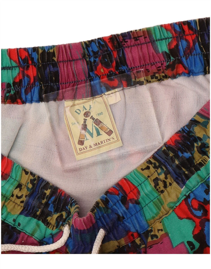 Pantaloni scurți de înot vintage pentru bărbați cu model abstract, XL, nailon multicolor