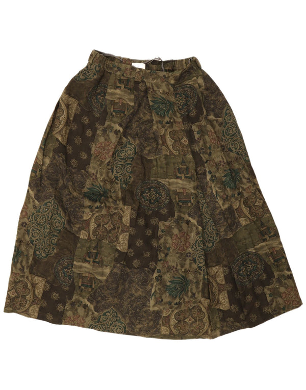 Fusta evazată pentru femei Meico UK 16 Large W30 Khaki Floral