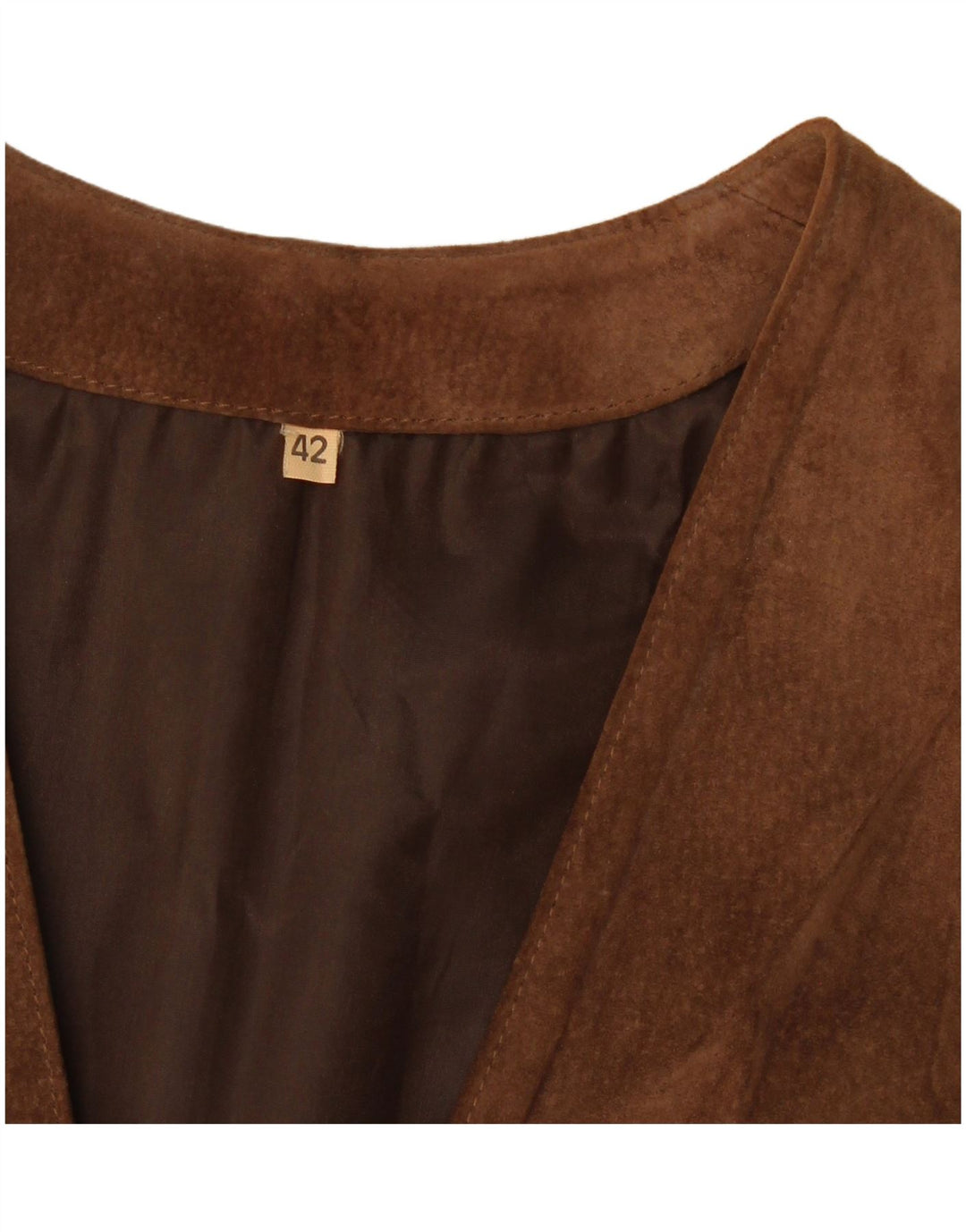 Vestă vintage de piele intoarsa pentru femei IT 42 Maro Mediu