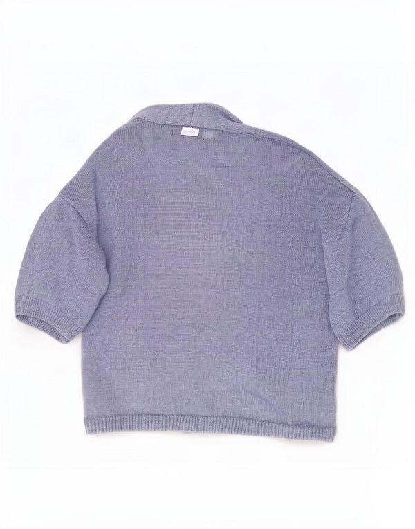Pulover cardigan deschis pentru femei cu mânecă scurtă Massimo Dutti UK 18 XL in albastru