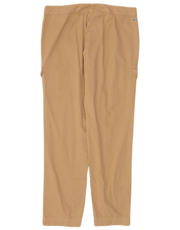 Lacoste Womens Straight Cargo Trousers Size 44 Large W34 L32 Beige Cotton