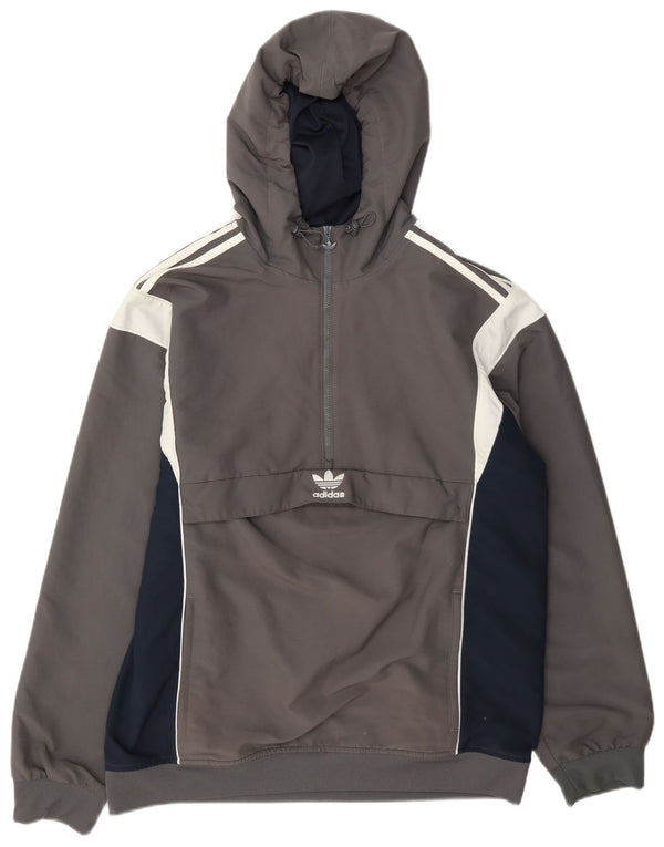 Jachetă de trening Anorak cu glugă Adidas pentru bărbați, mare, gri Colorblock