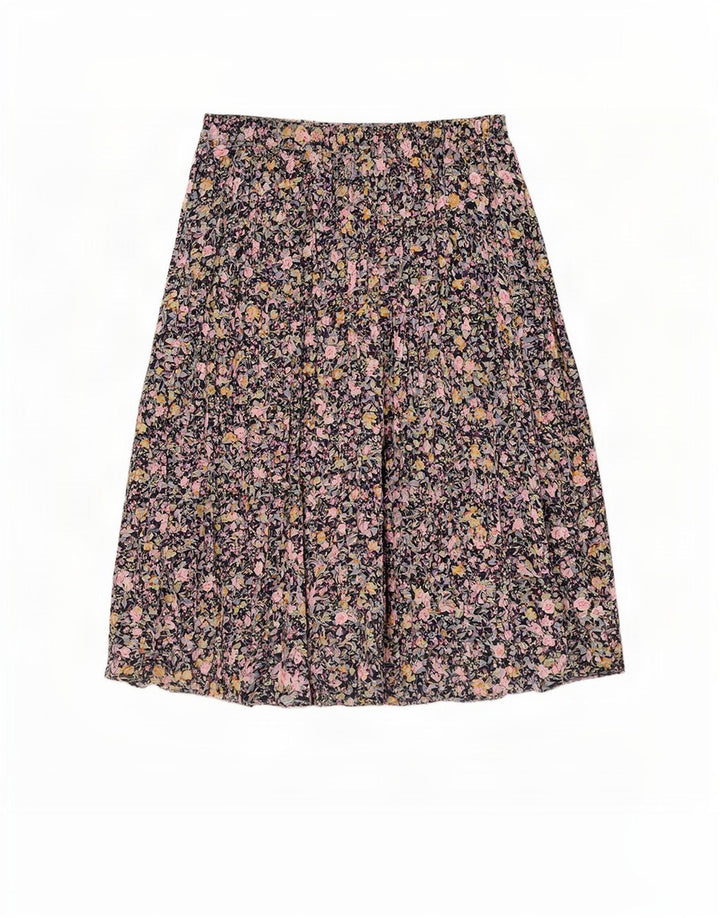 Fusta A-Line pentru femei Vintage W34 Poliester Floral Albastru Marin Mare