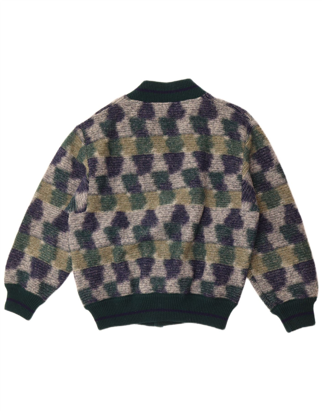 Cardigan Vintage pentru bărbați, verde mediu, geometric