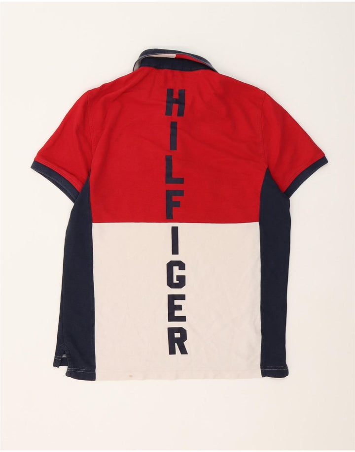 Cămașă polo Tommy Hilfiger pentru bărbați, bumbac color bloc roșu mediu