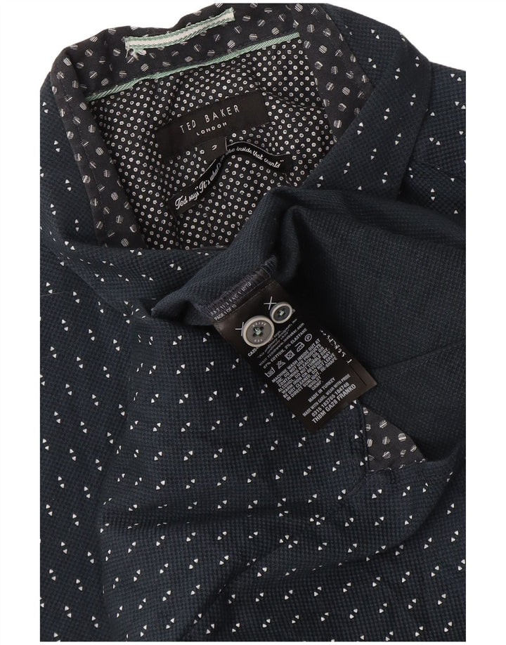 Cămașă cu mânecă scurtă pentru bărbați Ted Baker, mărime 3, medie, bumbac geometric albastru