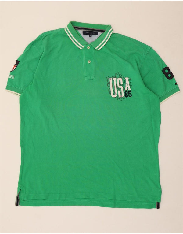 Tricou polo Tommy Hilfiger USA Graphic Rugby XL, bumbac verde
