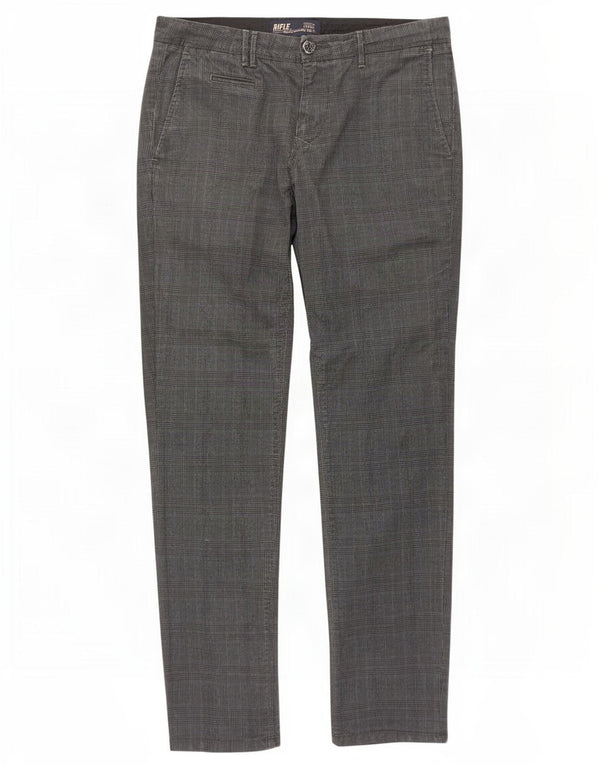 Pantaloni chino slim pentru bărbați Rifle L30 L32 bumbac gri Houndstooth