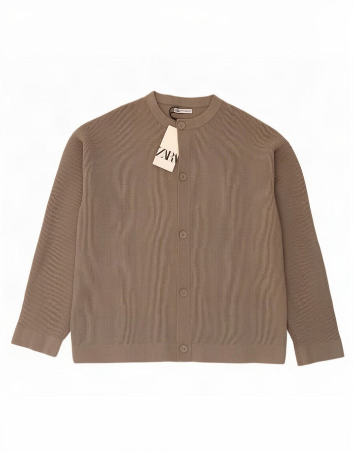 Pulover cardigan pentru bărbați Zara, mare, gri, poliester