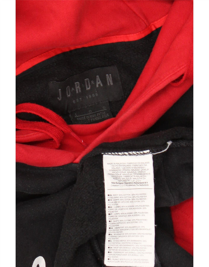 Jumper Jordan pentru bărbați cu glugă grafică, mare, negru, bumbac bloc de culoare