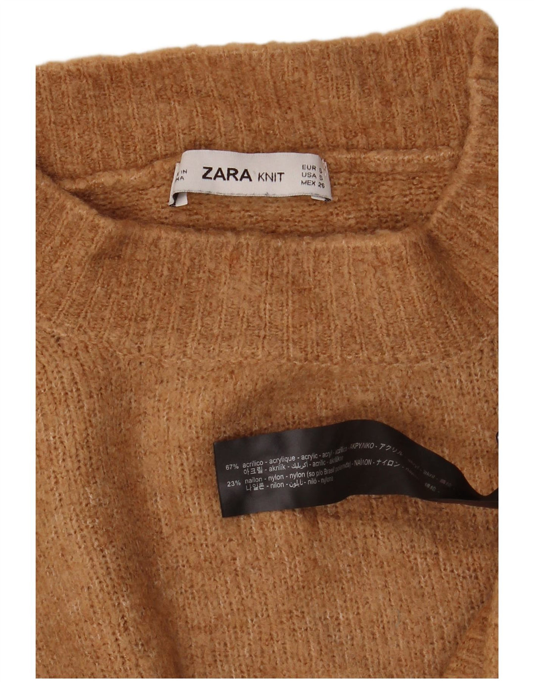 Pulover oversized cu gât țestoasă pentru femei Zara UK 10 Mic Bej