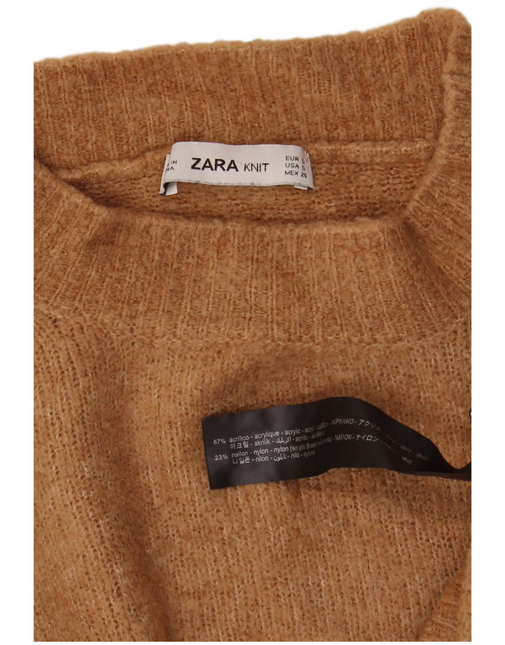 Pulover oversized cu gât țestoasă pentru femei Zara UK 10 Mic Bej