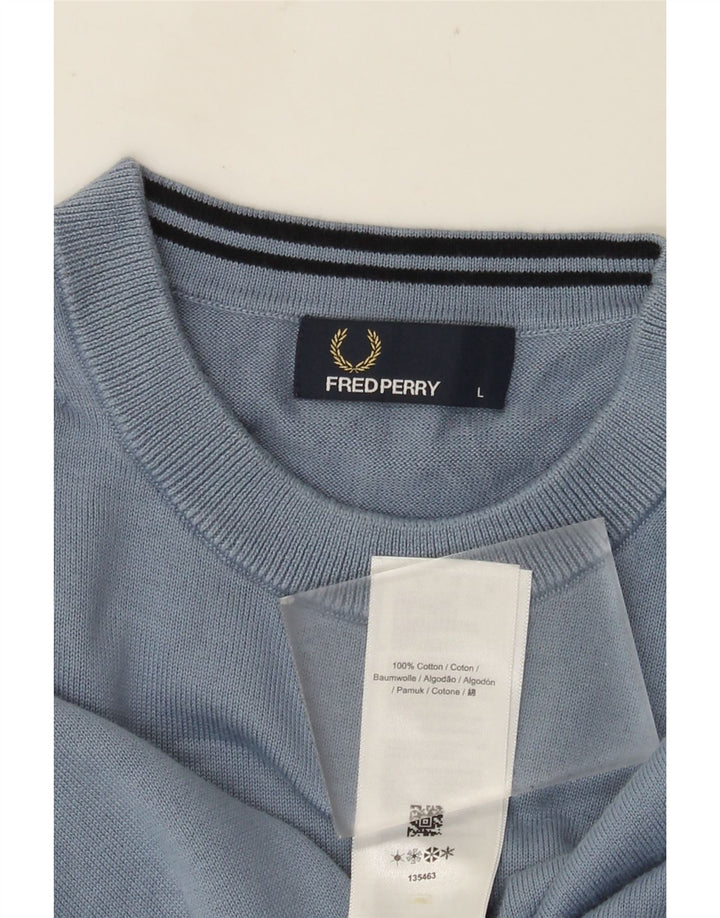 FRED PERRY Pulover pentru bărbați cu gât roșu, mare, albastru, bumbac