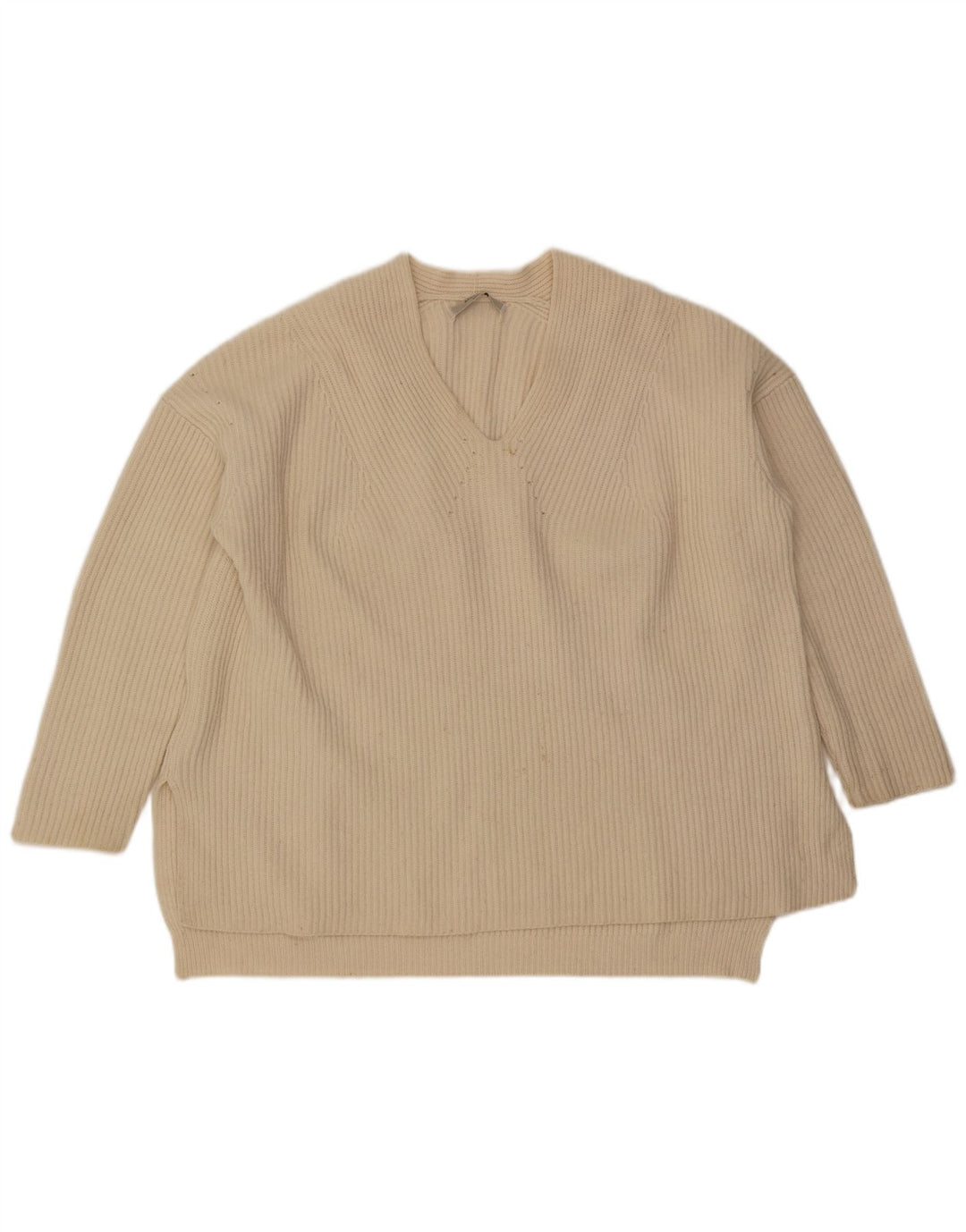Pulover oversized cu decolteu în V pentru femei All Saints UK 14 Medium Off White