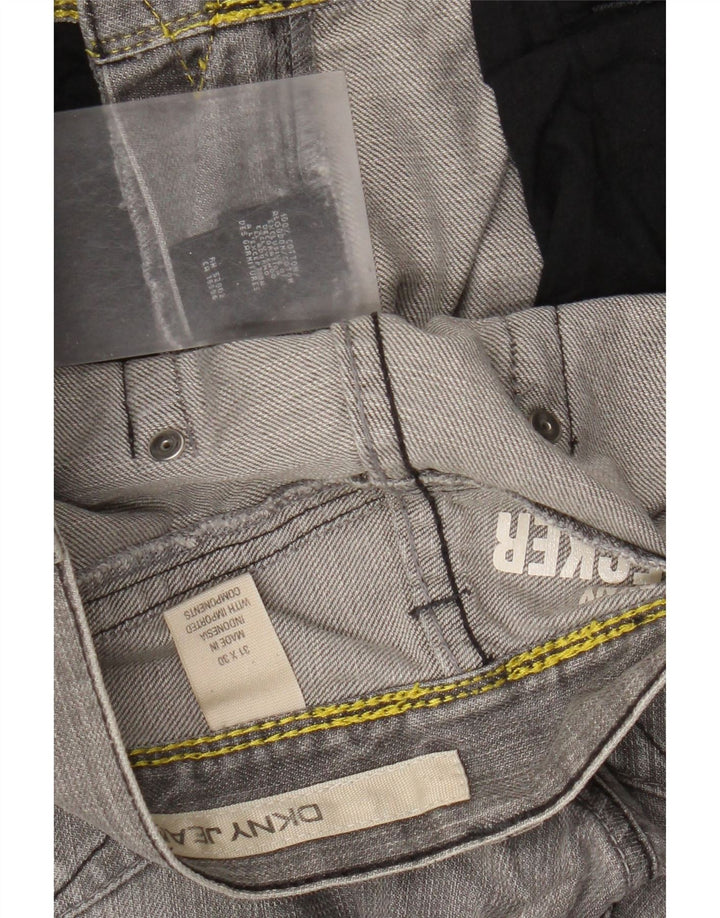 Dkny Blugi Distressed Straight pentru bărbați W31 L30 bumbac gri
