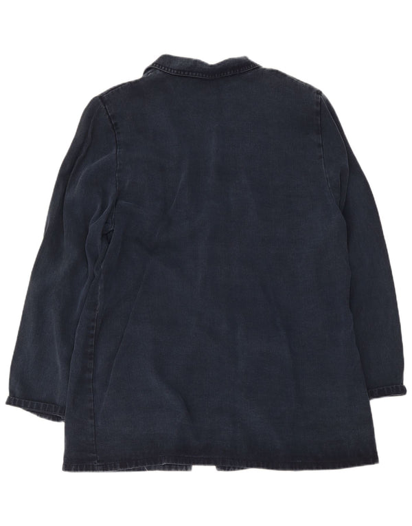 Jachetă vintage pentru femei, cu 2 nasturi, cu paragate, UK 20 2XL, bleumarin, Lyocell