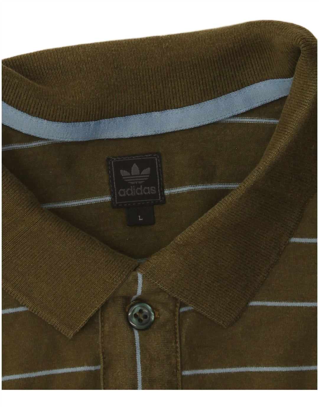 Tricou polo pentru bărbați Adidas mare kaki cu dungi