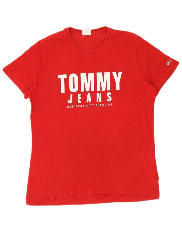 Tricou grafic Tommy Hilfiger pentru femei Top UK 12 Medium Red Bumbac