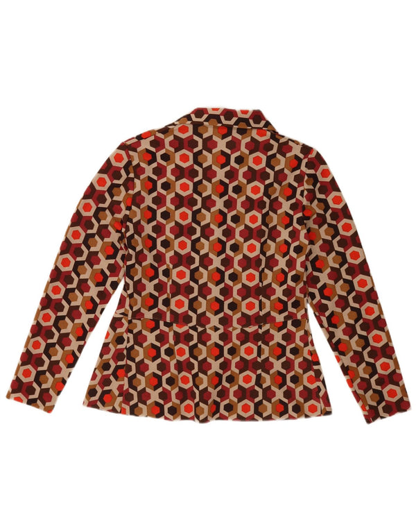 VINTAGE Bluză cu mânecă lungă pentru femei UK 12 Medium Multicolor Geometric