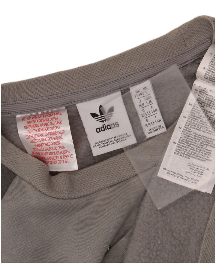 Pulover ADIDAS pentru băieți, cu grafică, 13-14 ani, bumbac color bloc, gri