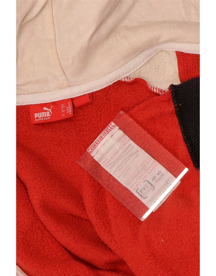Pulover Puma pentru bărbați, cu fermoar, bumbac color bloc, roșu mediu
