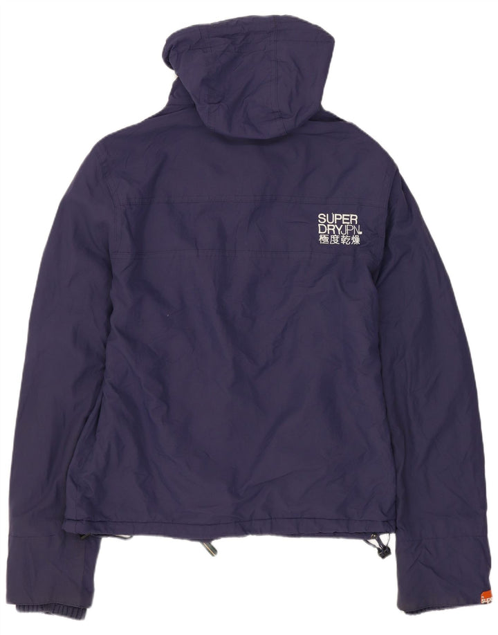 Jachetă de vânt cu glugă pentru femei SUPERDRY UK 14 Mediu Nailon bleumarin