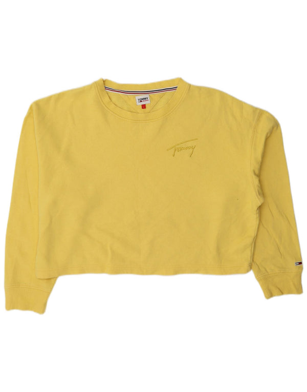 Pulover oversize crop Tommy Hilfiger pentru femei UK 16 Large Yellow