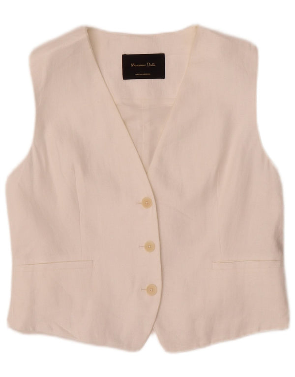 Massimo Dutti Gilet pentru femei UK 12 Medium White Bumbac