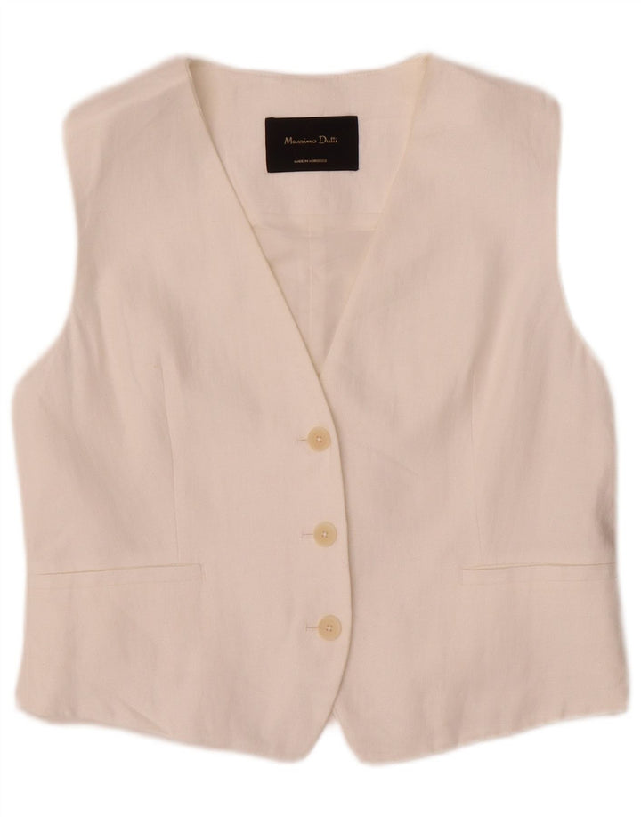 Massimo Dutti Gilet pentru femei UK 12 Medium White Bumbac