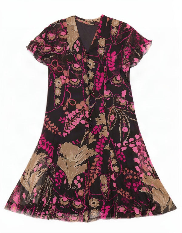 Rochie A-Line Vintage pentru femei IT 46 Large Black Floral