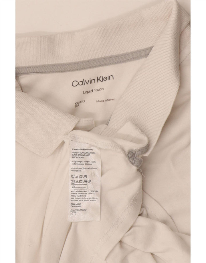 Cămașă polo Calvin Klein pentru bărbați, bumbac alb 2XL