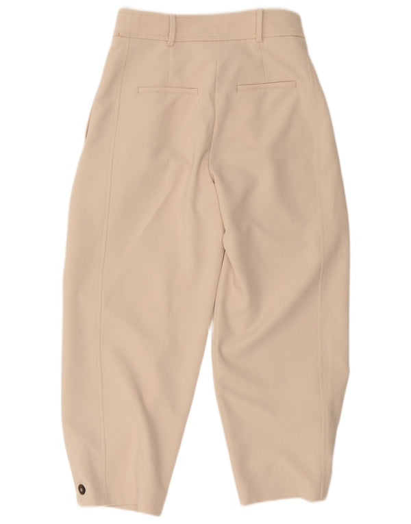 Zara Womens High Waist Pegged Cropped Trousers Medium W28 L25 Beige