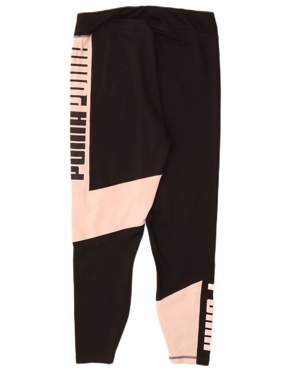 Leggings crop grafic PUMA pentru femei UK 14, mare, negru, bloc de culoare