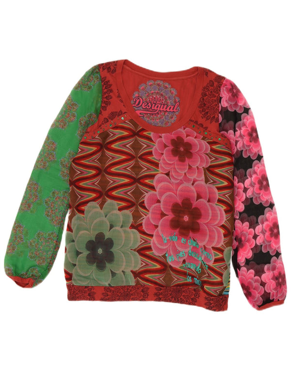 Desigual Top grafic pentru femei cu mânecă lungă UK 16 mare, multicolor, floral