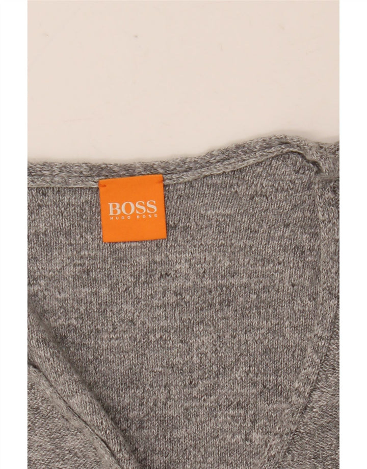 Pulover cu decolteu în V Hugo Boss pentru bărbați, bumbac gri XL