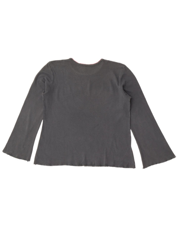 Benetton Girls Cartoon Raccoon Graphic Top Maneca Lunga 11-12 Ani Gri