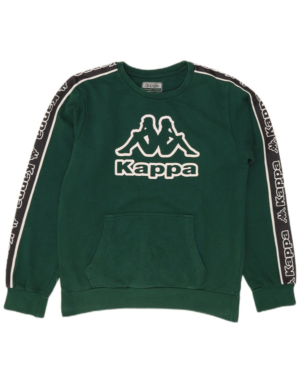 Hanorac grafic pentru băieți Kappa Pulover 11-12 ani, bumbac color bloc verde