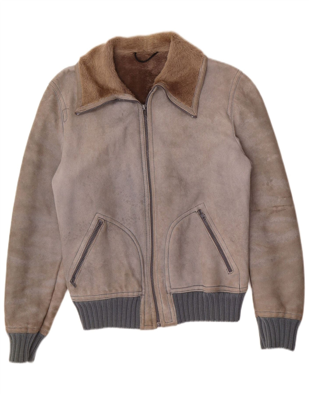 Jachetă din shearling pentru bărbați VINTAGE IT 48 Medium Grey Shearling