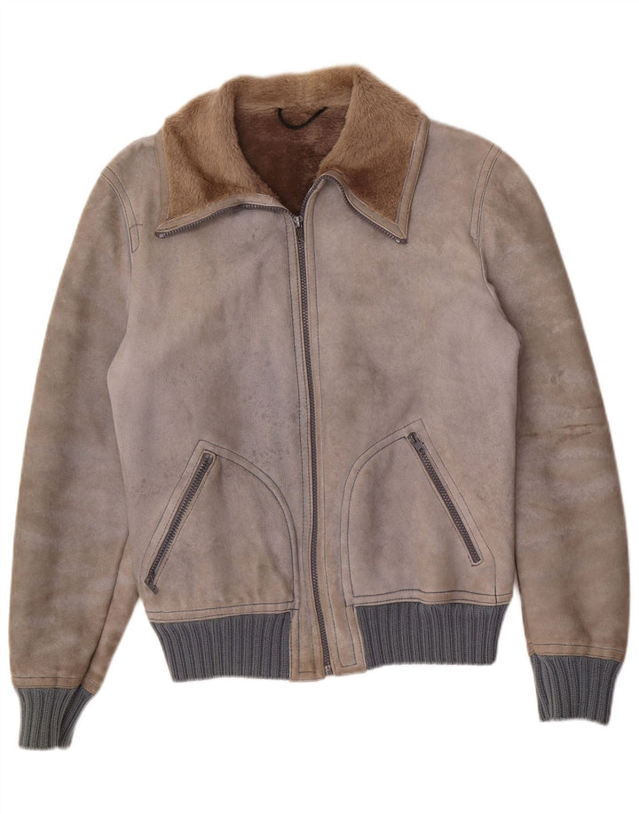 Jachetă din shearling pentru bărbați VINTAGE IT 48 Medium Grey Shearling
