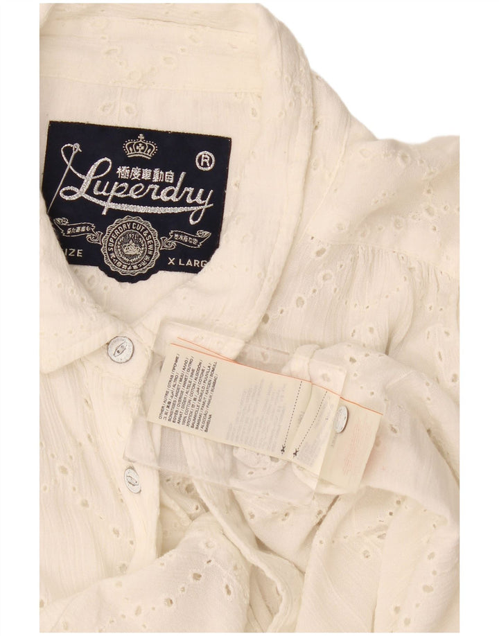 Cămașă Superdry pentru femei UK 18 XL Bumbac alb