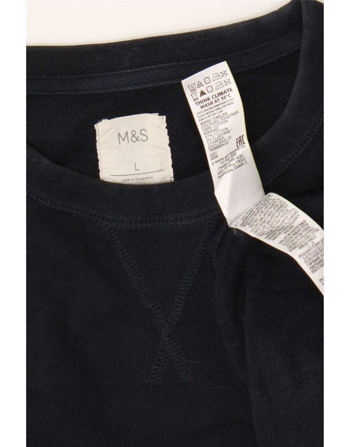 Hanorac pentru bărbați Marks & Spencer Pulover mare din bumbac bleumarin