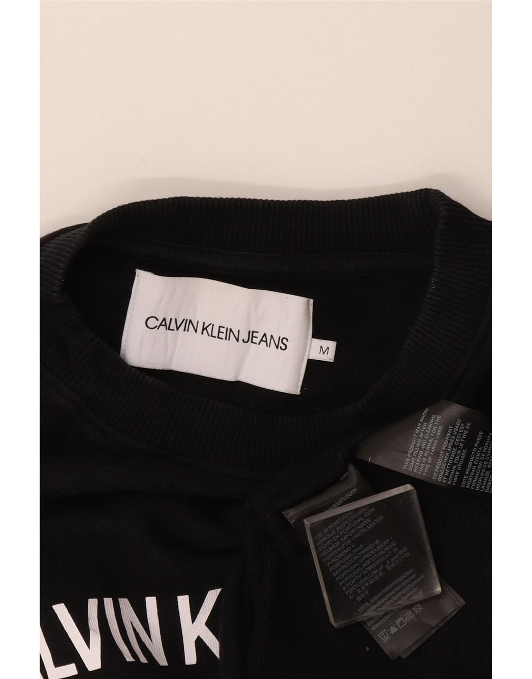 Pulover Calvin Klein pentru bărbați cu grafică, bumbac mediu negru