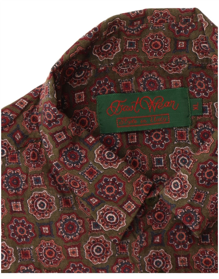 Cămașă Vintage Bărbați XL Maro Floral Rayon